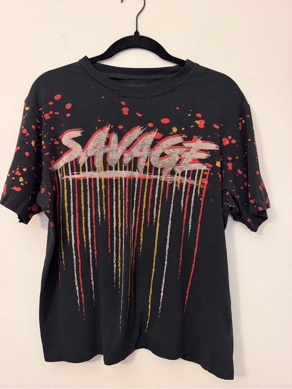 107 - Waimea Black Graphic Tee with Red & Yellow Accents